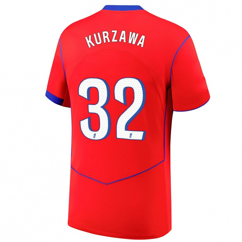 Danxen Niño Camiseta Layvin Kurzawa #32 Rojo Azul Blanco Equipación Tercera 2025/26 La Camisa
