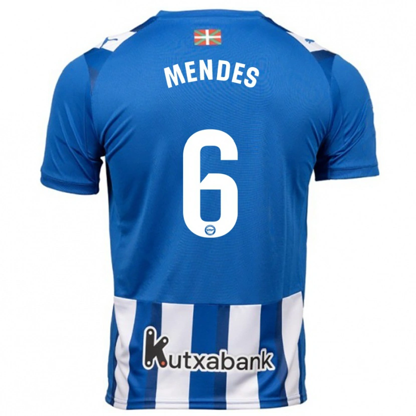 Danxen Hombre Camiseta Tomás Mendes #6 Azul Blanco 1ª Equipación 2025/26 La Camisa