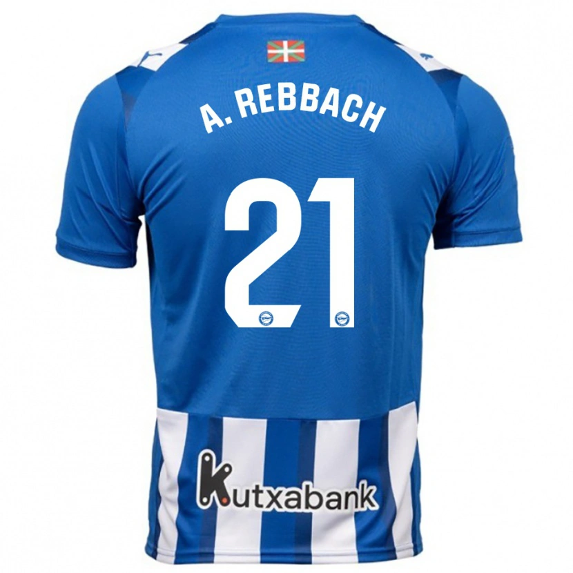 Danxen Hombre Camiseta Abde Rebbach #21 Azul Blanco 1ª Equipación 2025/26 La Camisa