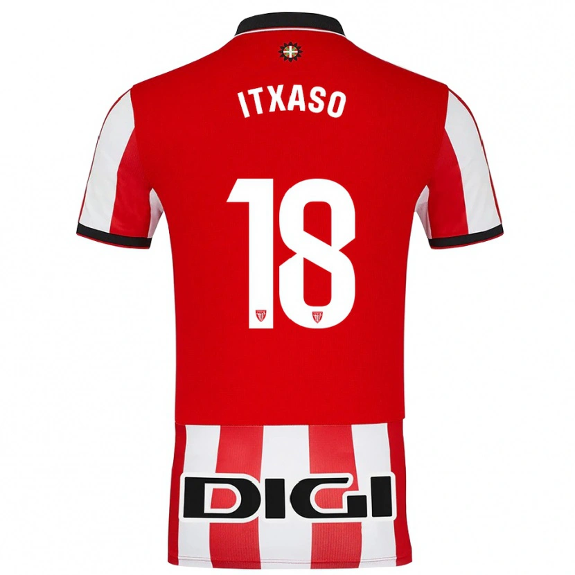 Danxen Hombre Camiseta Itxaso Uriarte Santamaria #18 Rojo Blanco 1ª Equipación 2025/26 La Camisa