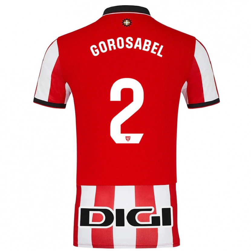Danxen Hombre Camiseta Andoni Gorosabel #2 Rojo Blanco 1ª Equipación 2025/26 La Camisa