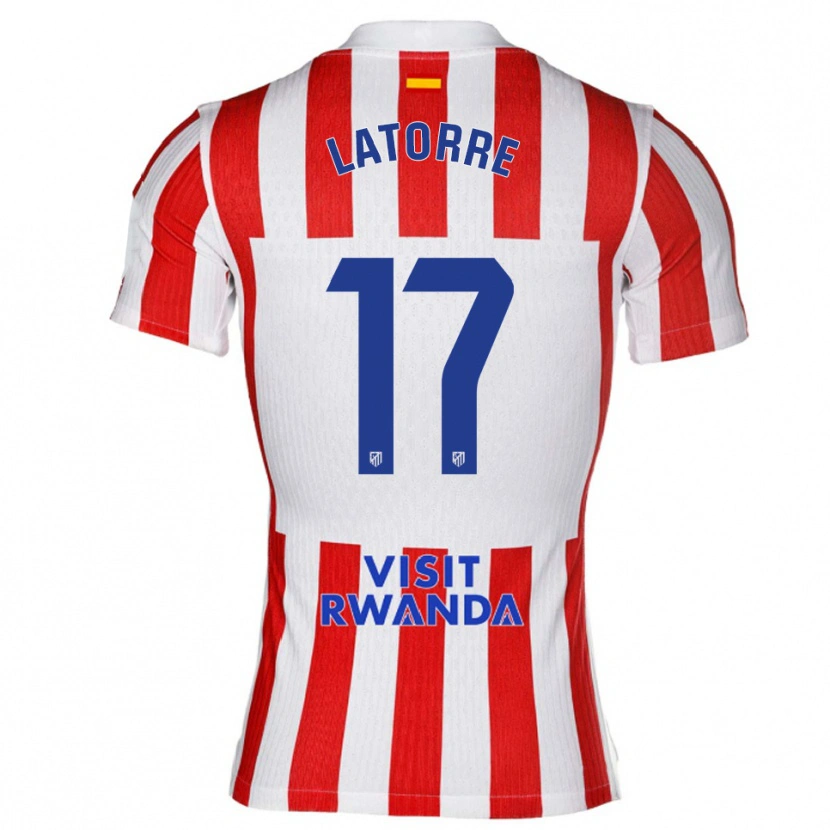 Danxen Hombre Camiseta Barbara Latorre #17 Rojo Blanco 1ª Equipación 2025/26 La Camisa