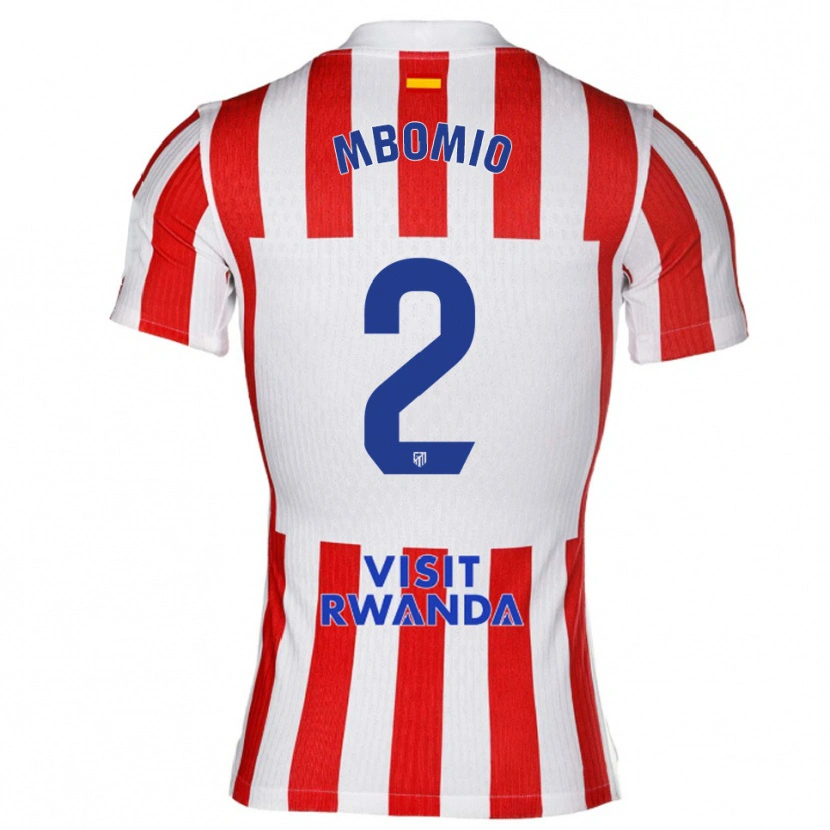 Danxen Hombre Camiseta Rony Mbomio #2 Rojo Blanco 1ª Equipación 2025/26 La Camisa