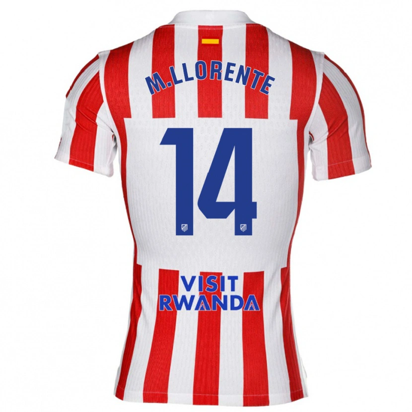 Danxen Hombre Camiseta Marcos Llorente #14 Rojo Blanco 1ª Equipación 2025/26 La Camisa