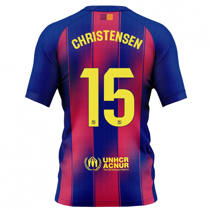 Danxen Hombre Camiseta Andreas Christensen #15 Azul Rojo 1ª Equipación 2025/26 La Camisa