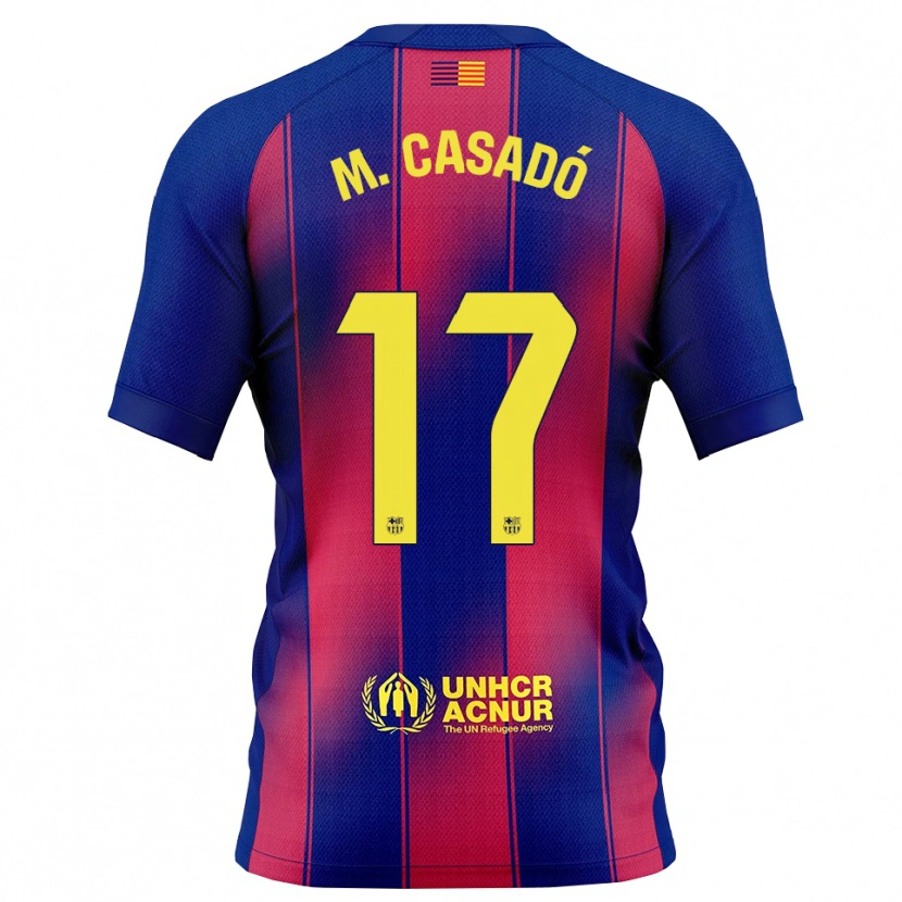 Danxen Hombre Camiseta Marc Casadó #17 Azul Rojo 1ª Equipación 2025/26 La Camisa