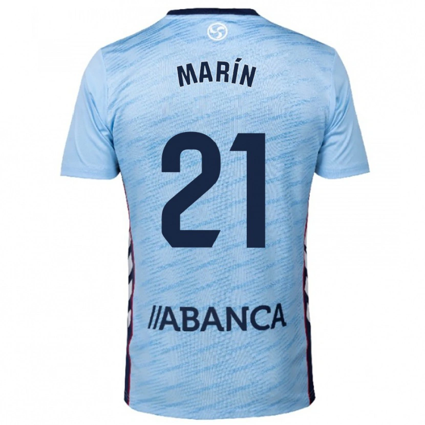 Danxen Hombre Camiseta Álvaro Marín #21 Celeste Rojo 1ª Equipación 2025/26 La Camisa