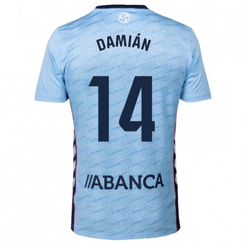 Danxen Hombre Camiseta Damián Rodríguez #14 Celeste Rojo 1ª Equipación 2025/26 La Camisa