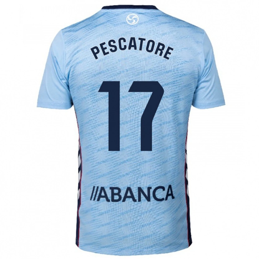 Danxen Hombre Camiseta Camila Pescatore #17 Celeste Rojo 1ª Equipación 2025/26 La Camisa