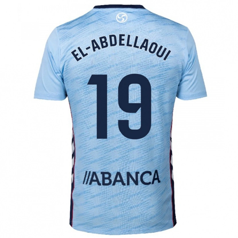 Danxen Hombre Camiseta Jones El-Abdellaoui #19 Celeste Rojo 1ª Equipación 2025/26 La Camisa