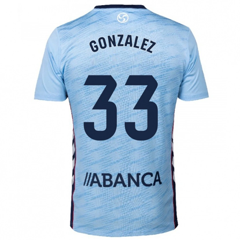 Danxen Hombre Camiseta Marcos González #33 Celeste Rojo 1ª Equipación 2025/26 La Camisa