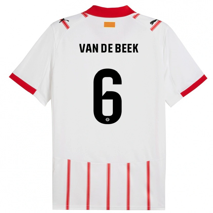 Danxen Hombre Camiseta Donny Van De Beek #6 Blanco Rojo 1ª Equipación 2025/26 La Camisa