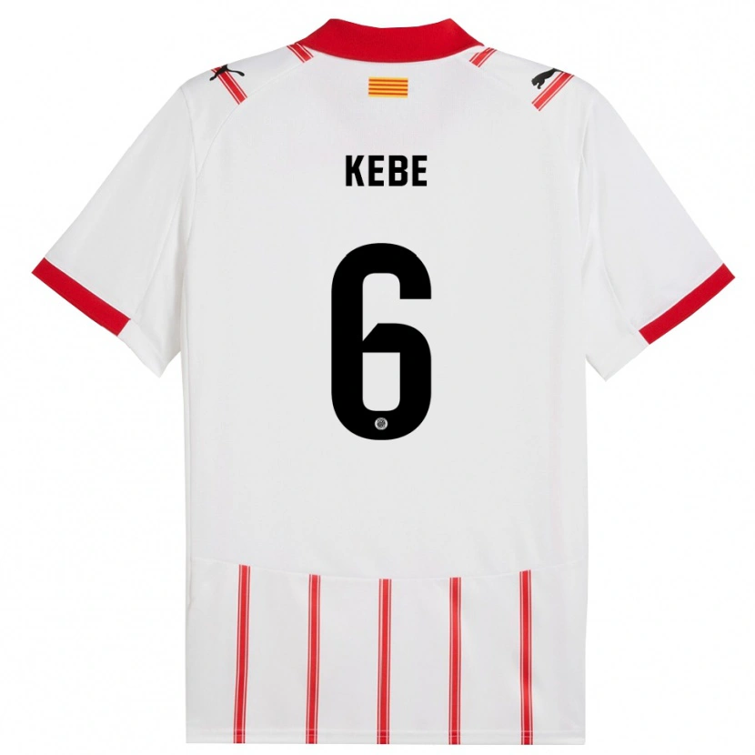 Danxen Hombre Camiseta Ibrahima Kébé #6 Blanco Rojo 1ª Equipación 2025/26 La Camisa