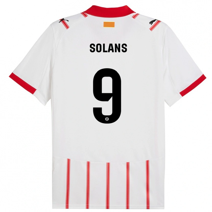 Danxen Hombre Camiseta Sergi Solans #9 Blanco Rojo 1ª Equipación 2025/26 La Camisa