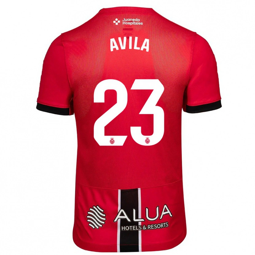 Danxen Hombre Camiseta Santi Ávila #23 Rojo Negro 1ª Equipación 2025/26 La Camisa