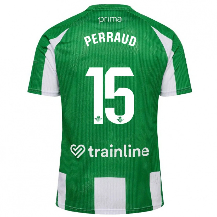 Danxen Hombre Camiseta Romain Perraud #15 Verde Blanco 1ª Equipación 2025/26 La Camisa