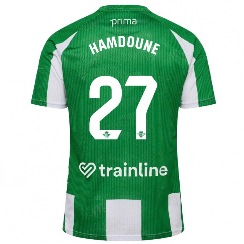 Danxen Hombre Camiseta Mohamed Hamdoune #27 Verde Blanco 1ª Equipación 2025/26 La Camisa