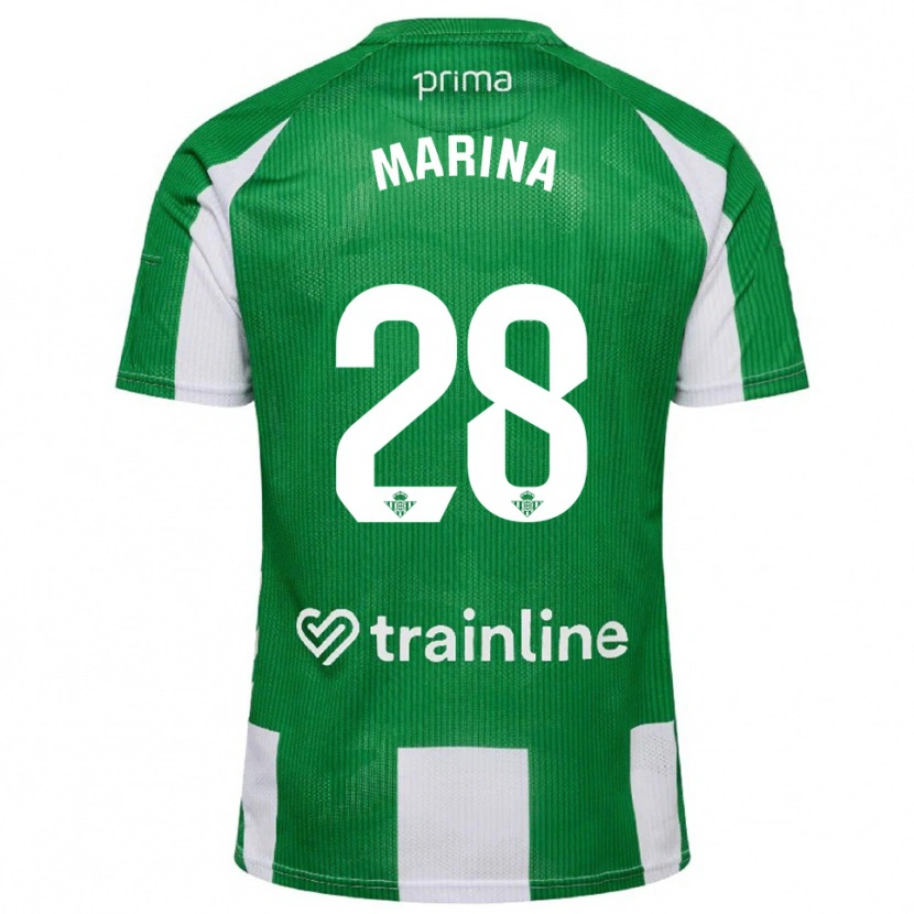 Danxen Hombre Camiseta Marina Sánchez #28 Verde Blanco 1ª Equipación 2025/26 La Camisa