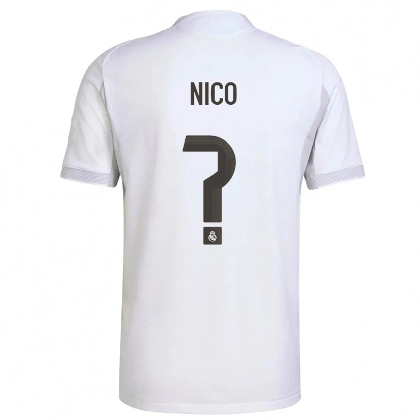 Danxen Hombre Camiseta Nico Sánchez #0 Blanco Amarillo 1ª Equipación 2025/26 La Camisa