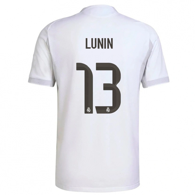 Danxen Hombre Camiseta Andriy Lunin #13 Blanco Amarillo 1ª Equipación 2025/26 La Camisa