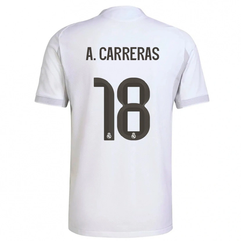 Danxen Hombre Camiseta Álvaro Carreras #18 Blanco Amarillo 1ª Equipación 2025/26 La Camisa