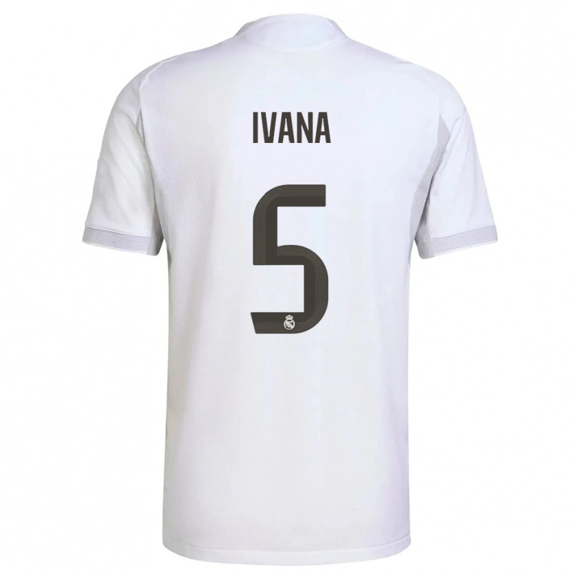 Danxen Hombre Camiseta Ivana Andres #5 Blanco Amarillo 1ª Equipación 2025/26 La Camisa