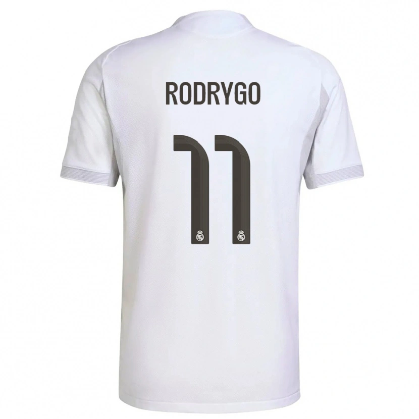 Danxen Hombre Camiseta Rodrygo #11 Blanco Amarillo 1ª Equipación 2025/26 La Camisa