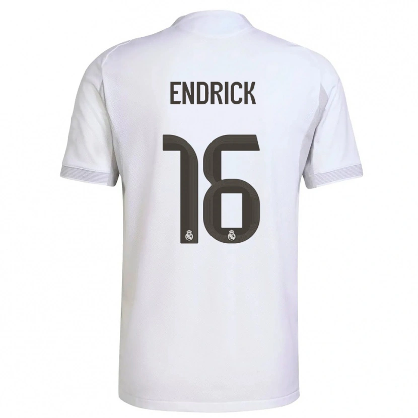 Danxen Hombre Camiseta Endrick #16 Blanco Amarillo 1ª Equipación 2025/26 La Camisa