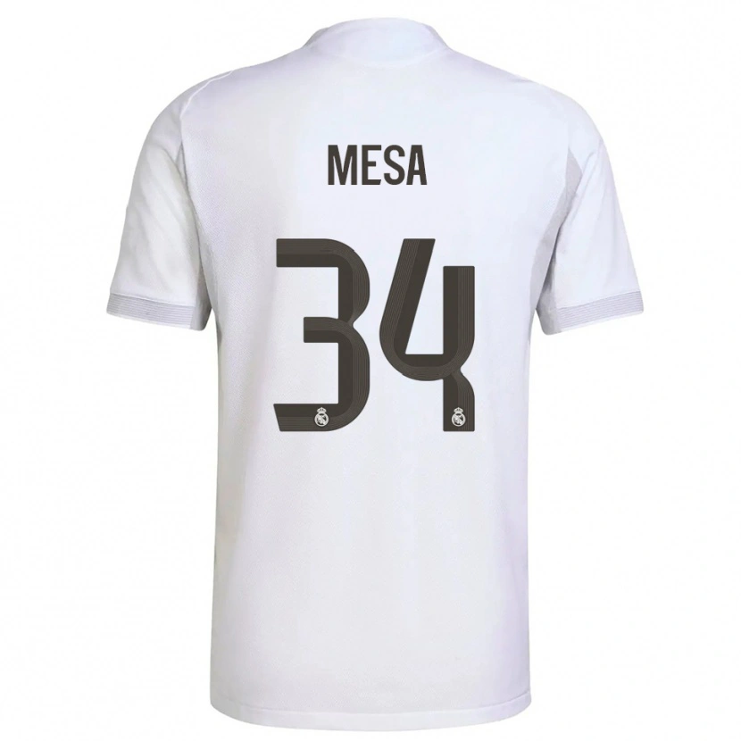 Danxen Hombre Camiseta Óscar Mesa #34 Blanco Amarillo 1ª Equipación 2025/26 La Camisa