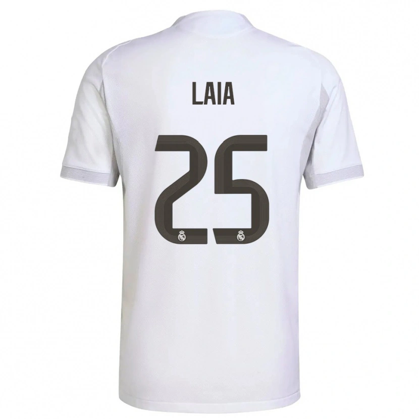 Danxen Hombre Camiseta Laia López De La Morena #25 Blanco Amarillo 1ª Equipación 2025/26 La Camisa