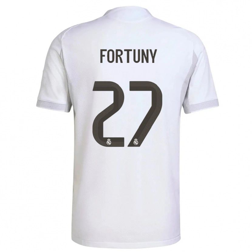 Danxen Hombre Camiseta Pol Fortuny #27 Blanco Amarillo 1ª Equipación 2025/26 La Camisa