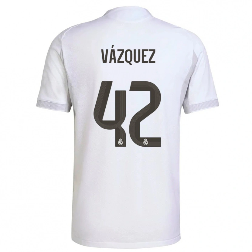 Danxen Hombre Camiseta Erik Vázquez #42 Blanco Amarillo 1ª Equipación 2025/26 La Camisa