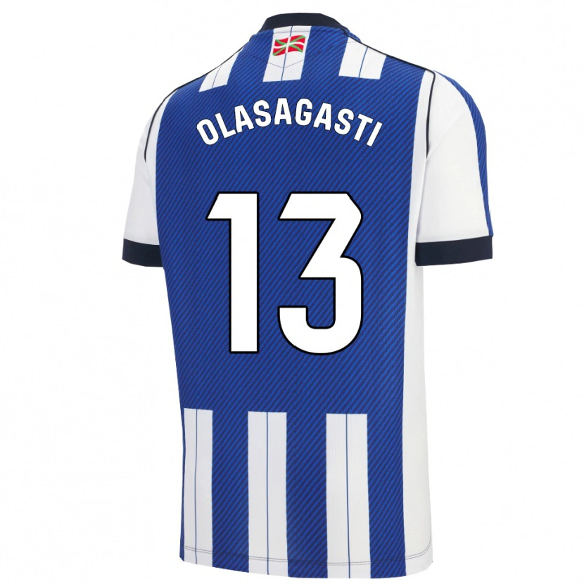 Danxen Hombre Camiseta Lander Olasagasti #13 Azul Blanco 1ª Equipación 2025/26 La Camisa