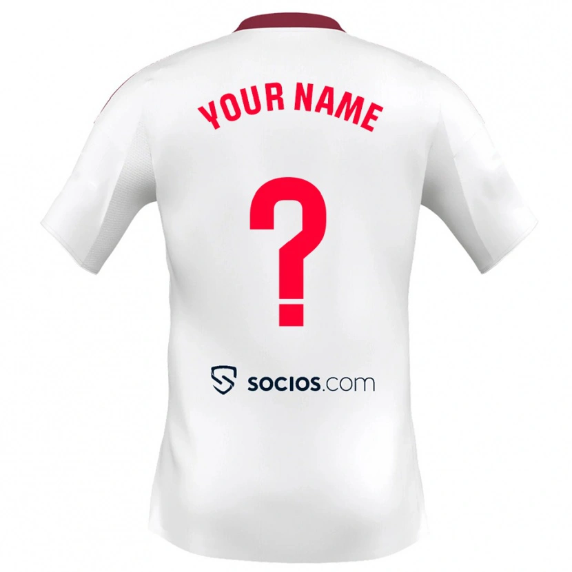 Danxen Hombre Camiseta Su Nombre #0 Blanco Rojo 1ª Equipación 2025/26 La Camisa