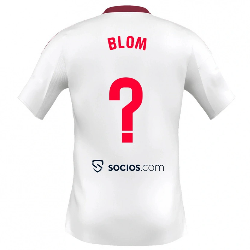 Danxen Hombre Camiseta Jassina Blom #0 Blanco Rojo 1ª Equipación 2025/26 La Camisa