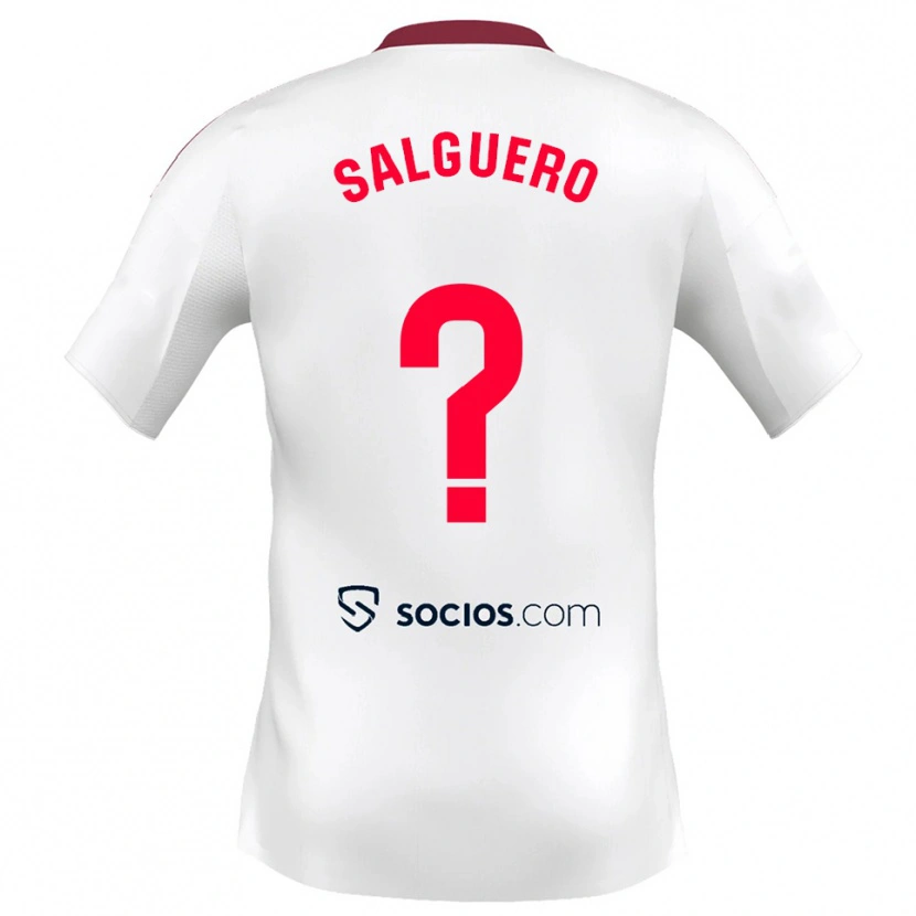 Danxen Hombre Camiseta Iván Salguero #0 Blanco Rojo 1ª Equipación 2025/26 La Camisa