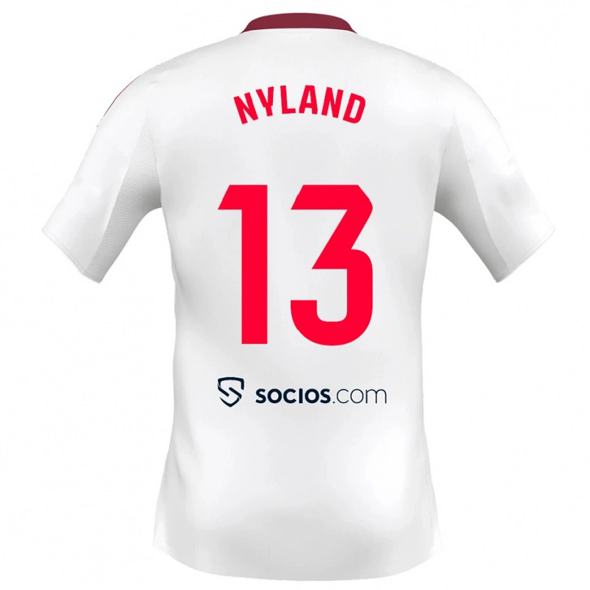 Danxen Hombre Camiseta Ørjan Nyland #13 Blanco Rojo 1ª Equipación 2025/26 La Camisa