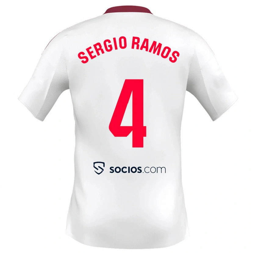 Danxen Hombre Camiseta Sergio Ramos #4 Blanco Rojo 1ª Equipación 2025/26 La Camisa