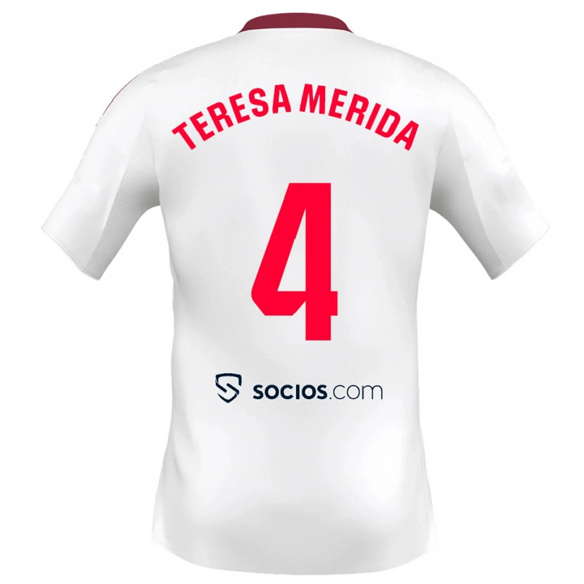 Danxen Hombre Camiseta Teresa Merida #4 Blanco Rojo 1ª Equipación 2025/26 La Camisa