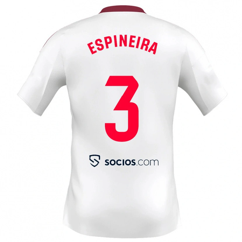 Danxen Hombre Camiseta Alberto Espiñeira #3 Blanco Rojo 1ª Equipación 2025/26 La Camisa