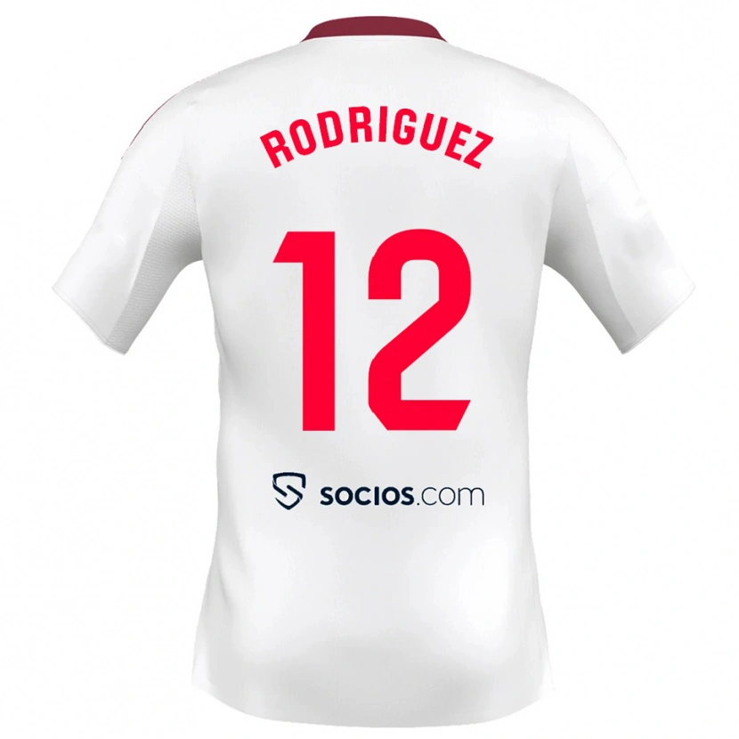 Danxen Hombre Camiseta Lucía María Rodríguez Herrero #12 Blanco Rojo 1ª Equipación 2025/26 La Camisa