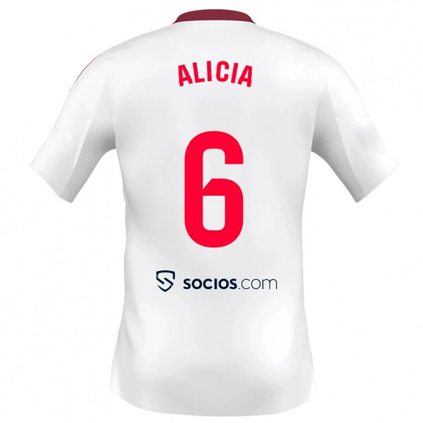 Danxen Hombre Camiseta Alicia Redondo González #6 Blanco Rojo 1ª Equipación 2025/26 La Camisa