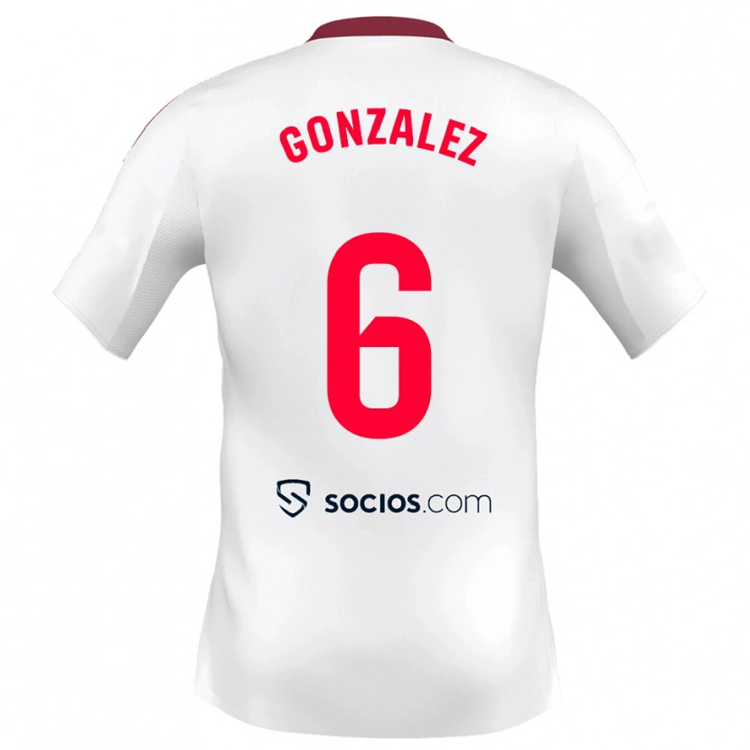 Danxen Hombre Camiseta Pamela González #6 Blanco Rojo 1ª Equipación 2025/26 La Camisa