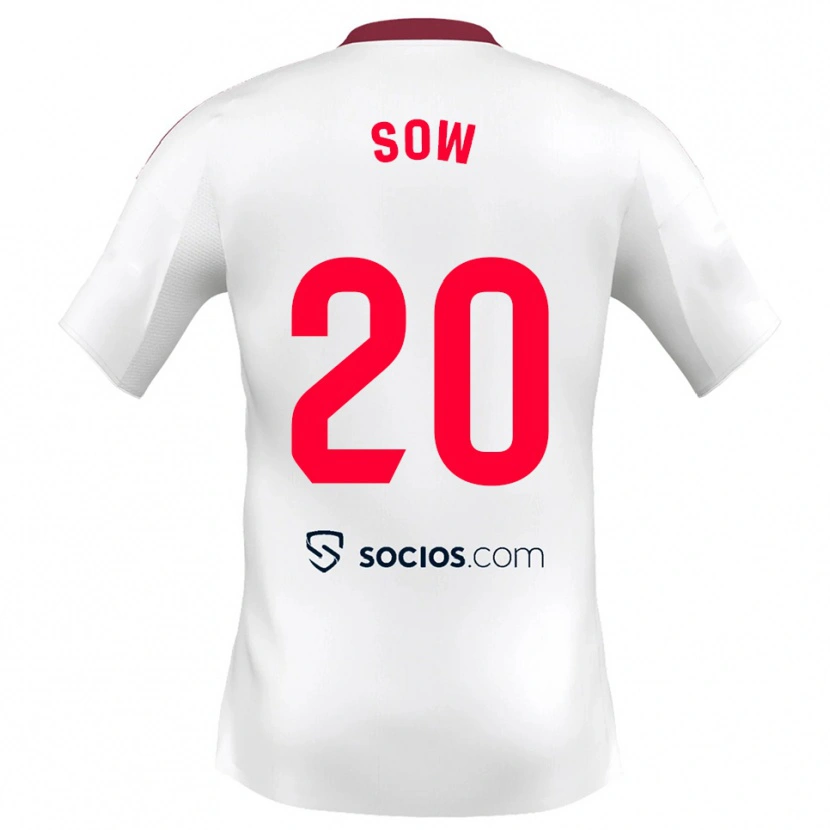 Danxen Hombre Camiseta Djibril Sow #20 Blanco Rojo 1ª Equipación 2025/26 La Camisa