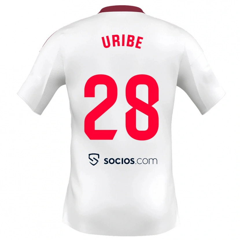 Danxen Hombre Camiseta Raúl Uribe #28 Blanco Rojo 1ª Equipación 2025/26 La Camisa