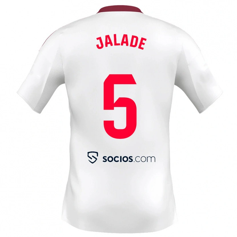 Danxen Hombre Camiseta Robert Jalade #5 Blanco Rojo 1ª Equipación 2025/26 La Camisa
