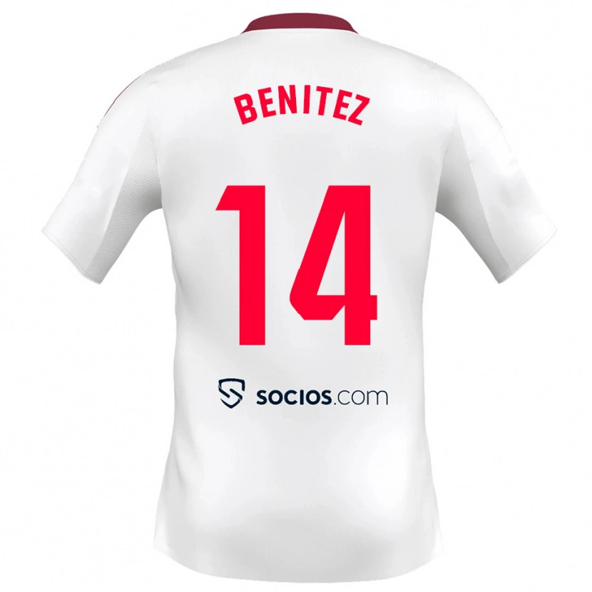 Danxen Hombre Camiseta Emilio Benítez #14 Blanco Rojo 1ª Equipación 2025/26 La Camisa