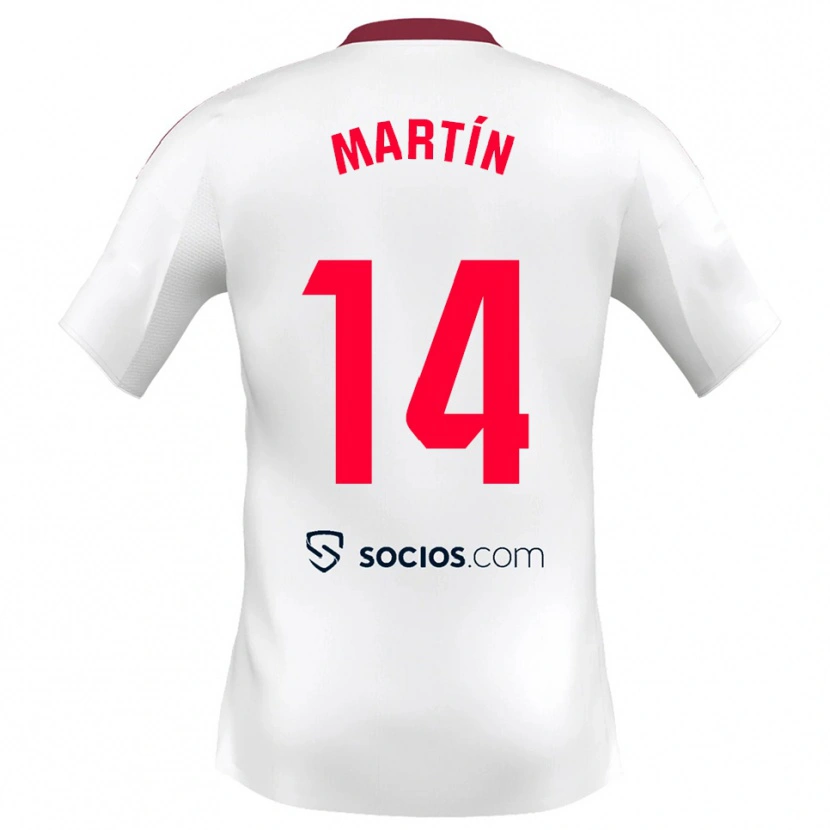 Danxen Hombre Camiseta Nazaret Martín #14 Blanco Rojo 1ª Equipación 2025/26 La Camisa