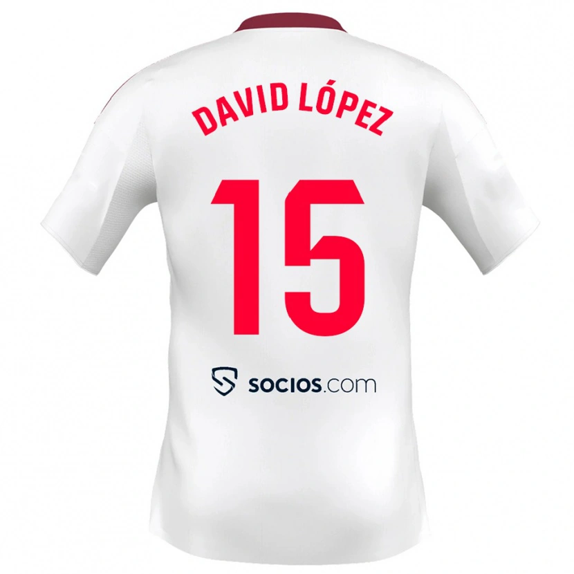 Danxen Hombre Camiseta David López #15 Blanco Rojo 1ª Equipación 2025/26 La Camisa
