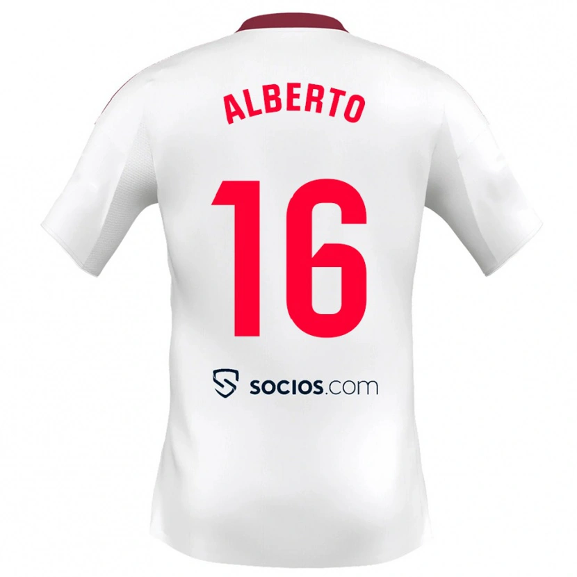 Danxen Hombre Camiseta Alberto González #16 Blanco Rojo 1ª Equipación 2025/26 La Camisa